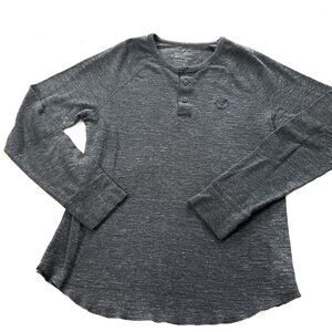 Men’s American Eagle Dark Heather Gray Heritage Thermal Med Long Sleeve Shirt